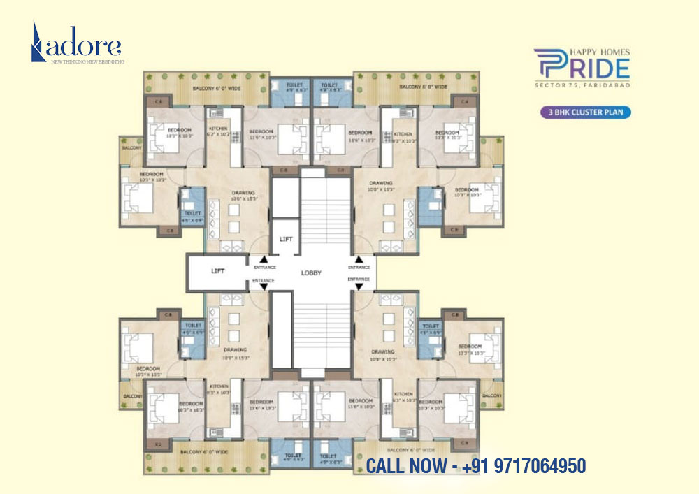 3BHK Cluster Plan